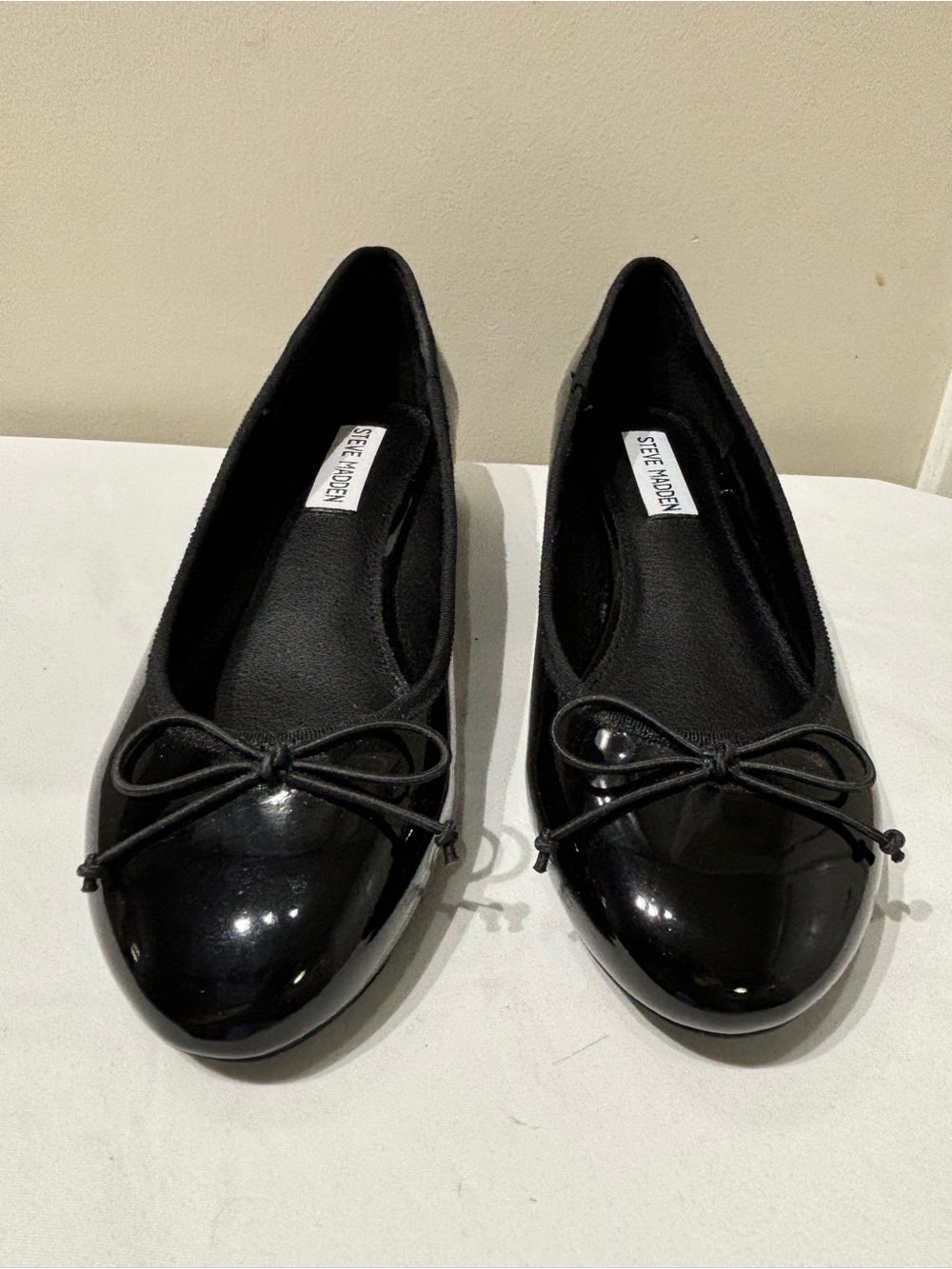 Steve Madden Black Patent Bow Ballet Flats